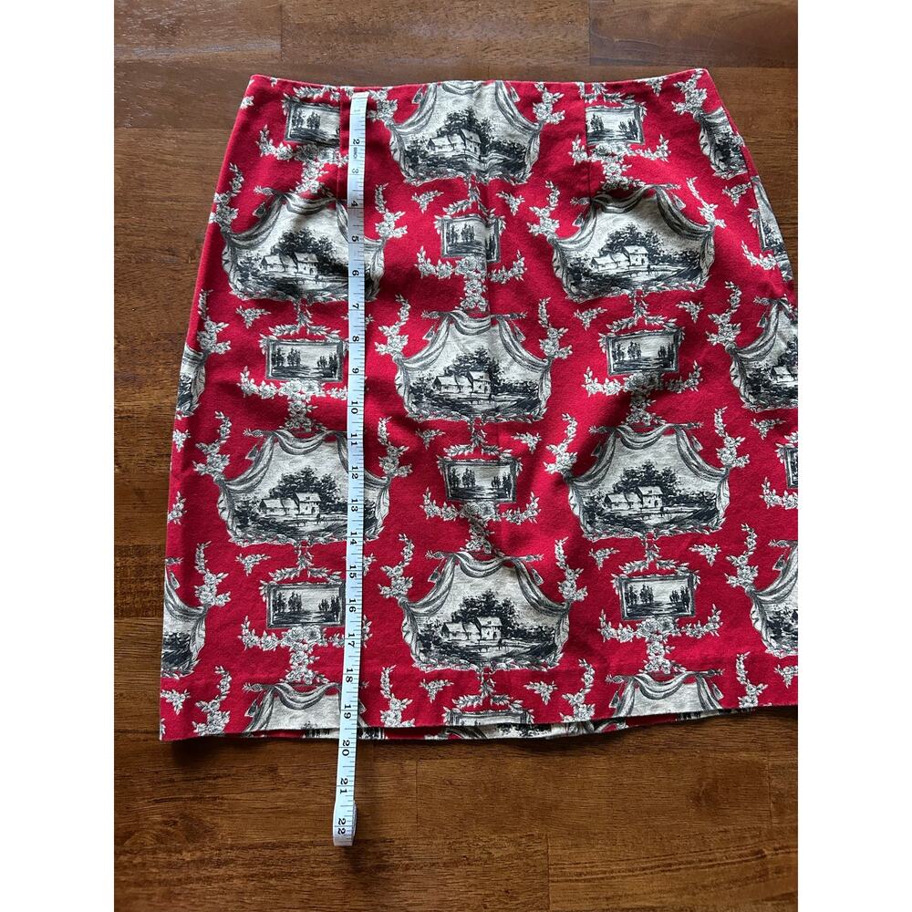 Talbots Size 10 Vintage-Inspired Red Toile de Jouy Skirt. - Picture 3 of 7